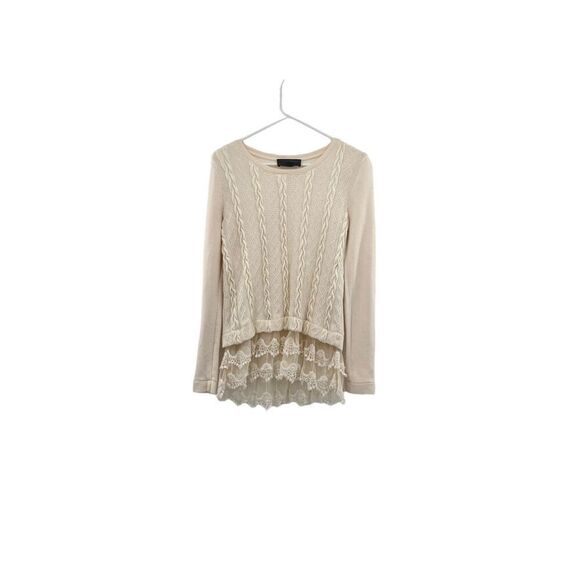 Anthropology Sunday in Brooklyn braided front ruffle lower part of pullover swea - Picture 3 of 16